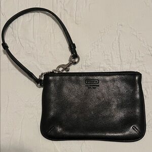 Coach Black Leather Wristlet with Strap